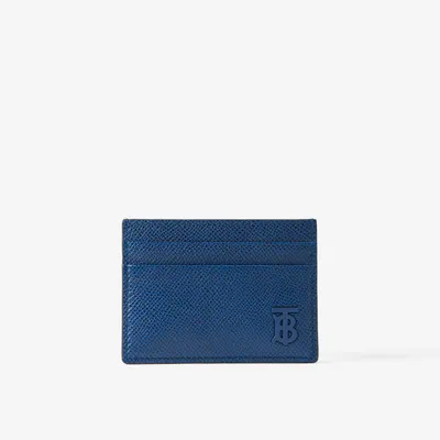 Grainy Leather TB Card Case in Black - Men