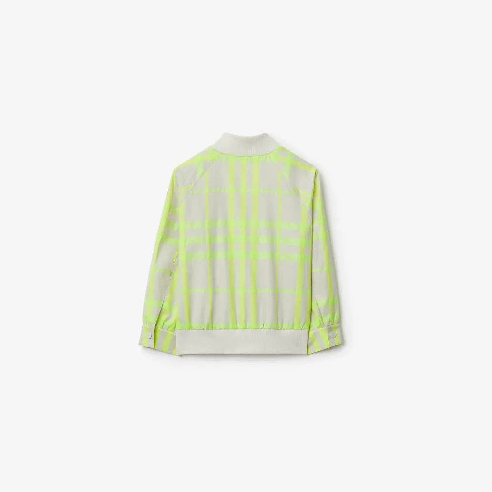 Check Cotton Blend Bomber Jacket in Vivid lime | Burberry® Official