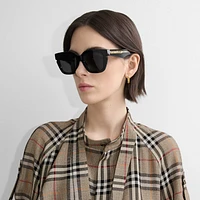 Inlaid Check Square Sunglasses in Black - Women | Burberry® Official