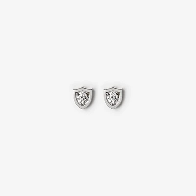 Shield Stud Earrings in Silver - Women | Burberry® Official