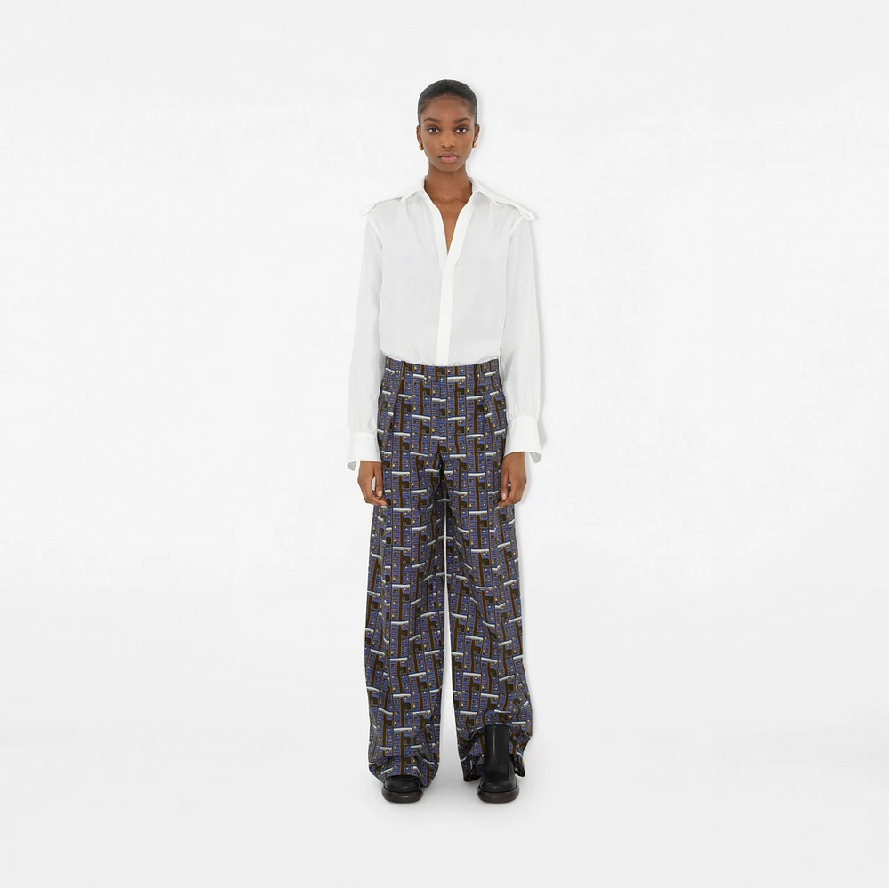 Bus Silk Pyjama Trousers in Knight - Women, Cotton | Burberry® Official