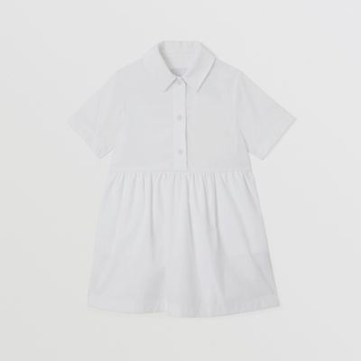 Logo Print Stretch Cotton Poplin Shirt Dress White - Children | Burberry® Official