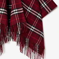 Check Wool Cashmere Cape in Oxblood | Burberry® Official