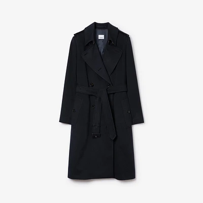 Long Cashmere Blend Kensington Trench Coat in Dark charcoal blue - Women | Burberry® Official