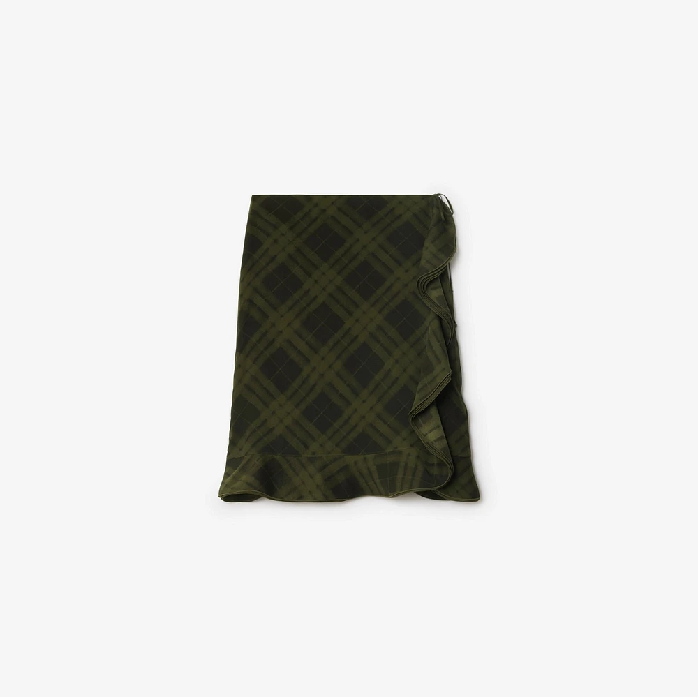Check Silk Wrap Skirt in Oil - Women | Burberry® Official