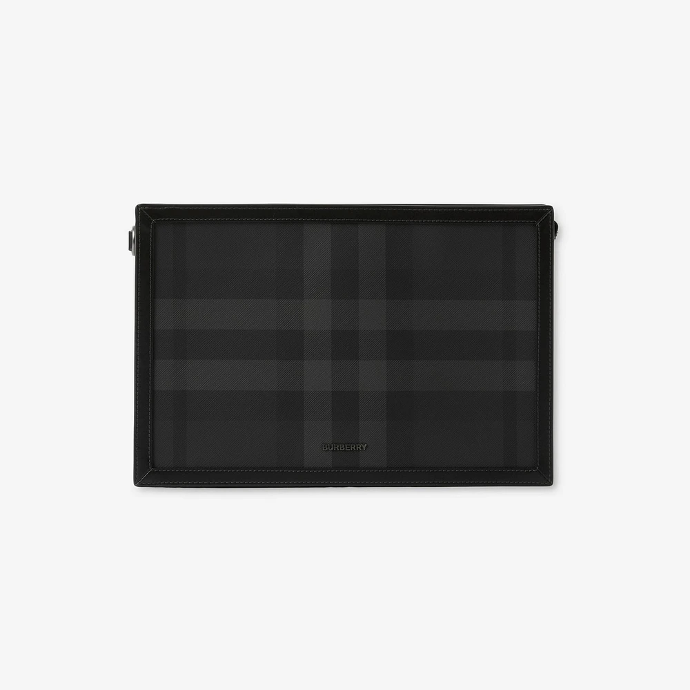 Check Zip Pouch in Charcoal - Men, Canvas | Burberry® Official