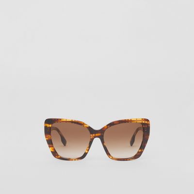 Check Cat-eye Frame Sunglasses in Bright Tortoiseshell - Women | Burberry® Official