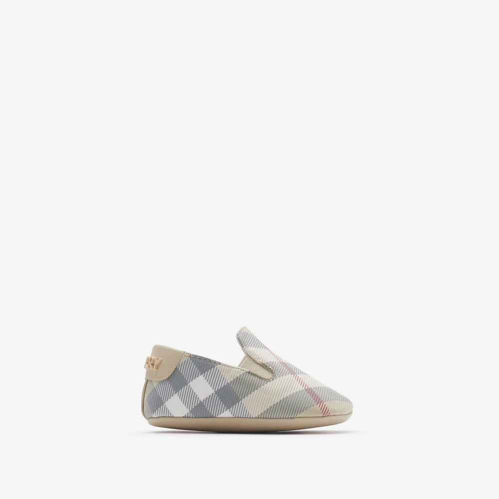 Check Nylon Blend Booties in Pale stone - Children | Burberry® Official