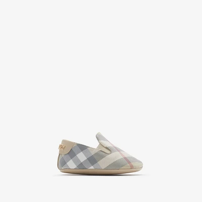 Check Nylon Blend Booties in Pale stone - Children | Burberry® Official