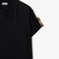 Check Trim Cotton T-shirt Dress in Black - Women | Burberry® Official