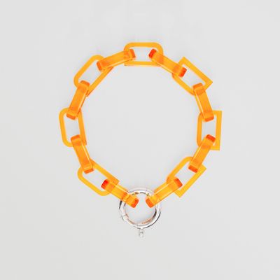 Palladium-plated Clasp Chain-link Necklace in Palladium/orange - Men | Burberry® Official