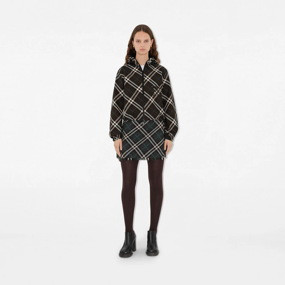 Cropped Reversible Check Jacket in Snug - Women, Nylon | Burberry® Official