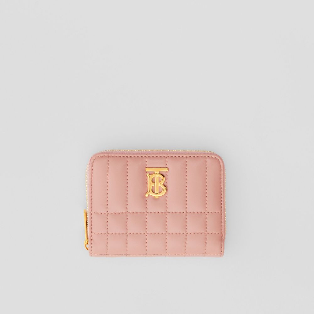 Burberry Mini Lola Quilted Leather Zip-around Wallet - Dusty Pink