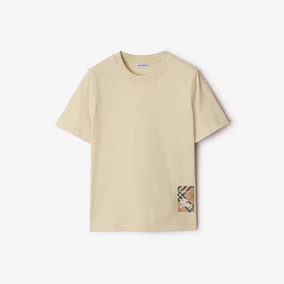 Check Label Cotton T-shirt in Nutmeg - Women | Burberry® Official