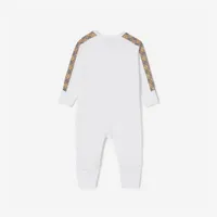 Check Trim Cotton Three-piece Baby Gift Set in White - Children | Burberry® Official