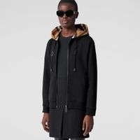 Check Hood Cotton Hooded Top Black | Burberry® Official