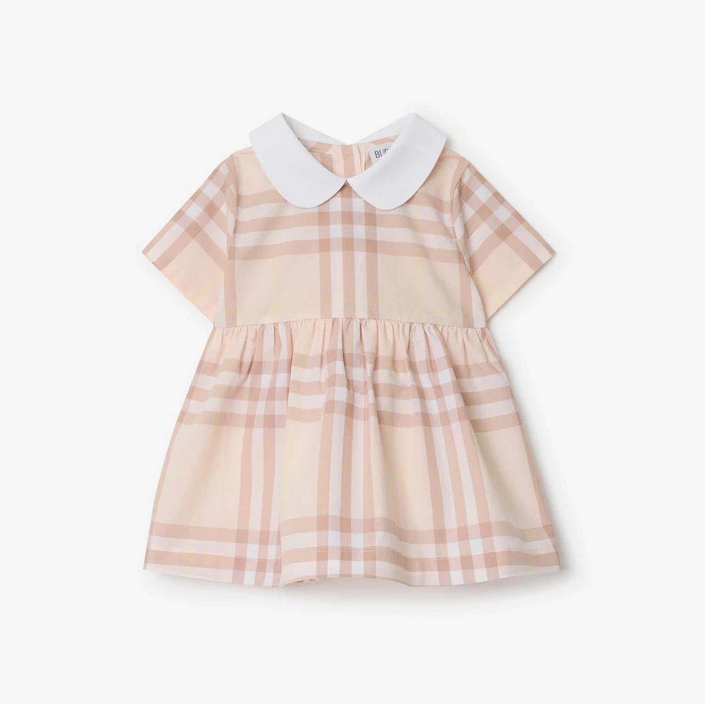 Check Cotton Poplin Dress with Bloomers in Shell - Children | Burberry® Official