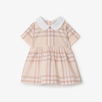 Check Cotton Poplin Dress with Bloomers in Shell - Children | Burberry® Official