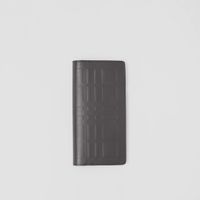 Embossed Check Leather Continental Wallet in Dark Ash Grey - Men | Burberry® Official