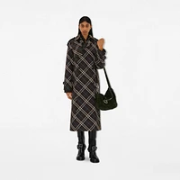 Long Check Cotton Blend Trench Coat in Snug - Women, Nylon | Burberry® Official