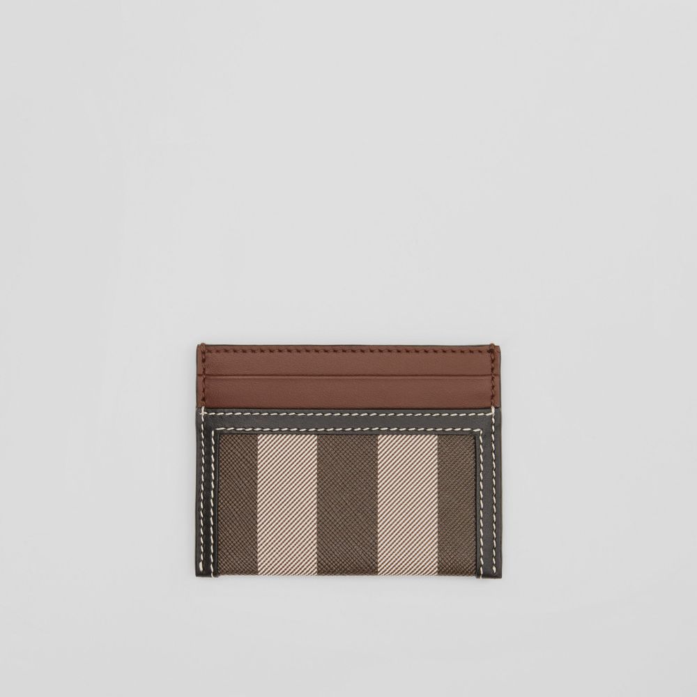 Check and Two-tone Leather Card Case in Dark Birch Brown - Women | Burberry® Official