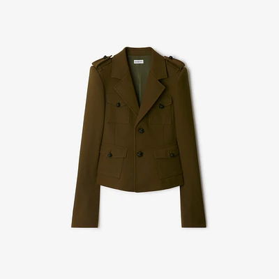 Nylon Wool Blend Tailored Jacket in Furrow - Women | Burberry® Official