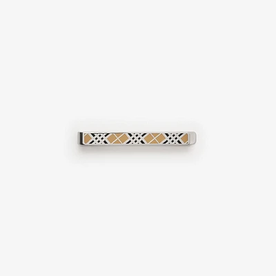 Enamel Check Tie Bar in Silver - Men | Burberry® Official