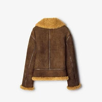 Shearling Aviator Jacket in Moss - Men, Leather | Burberry® Official