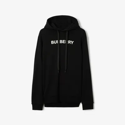 Logo Cotton Hoodie in Black - Men | Burberry® Official