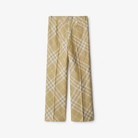 Check Wool Trousers in Flax - Men | Burberry® Official