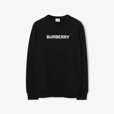 Logo Cotton Sweatshirt in Black - Men | Burberry® Official