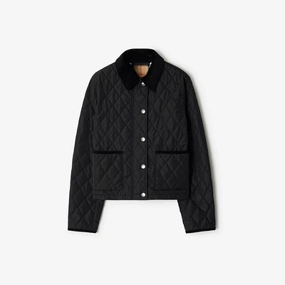 Cropped Quilted Nylon Jacket in Black/sand - Women | Burberry® Official
