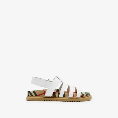 Leather Sandals in Optic white - Children | Burberry® Official