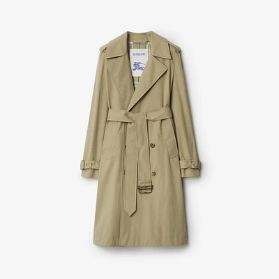 Long Gabardine Trench Coat in Skylark - Women, Cotton | Burberry® Official