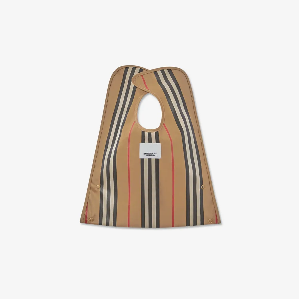 Coated Vintage Check and Icon Stripe Bib in Archive beige - Children | Burberry® Official
