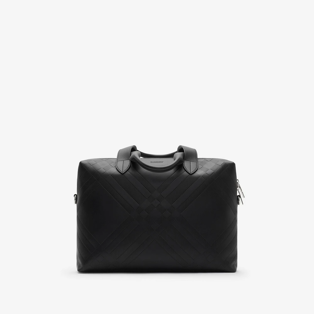 Embossed Check Briefcase in Black - Men | Burberry® Official