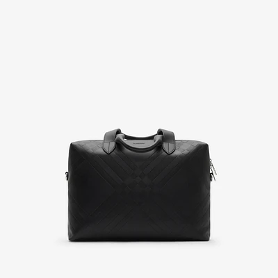 Embossed Check Briefcase in Black - Men | Burberry® Official