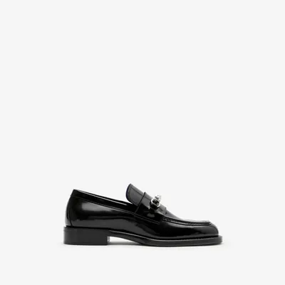 Leather Barbed Loafers in Black - Men | Burberry® Official