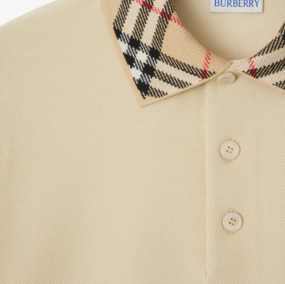 Check Collar Cotton Polo Shirt in Nutmeg - Men | Burberry® Official