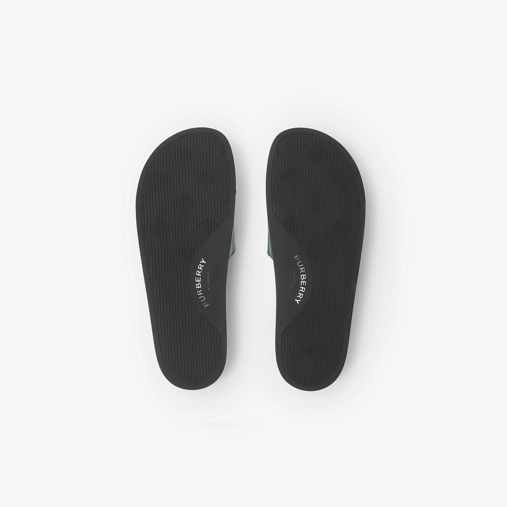 Check Slides in Leaf - Men, Technical | Burberry® Official