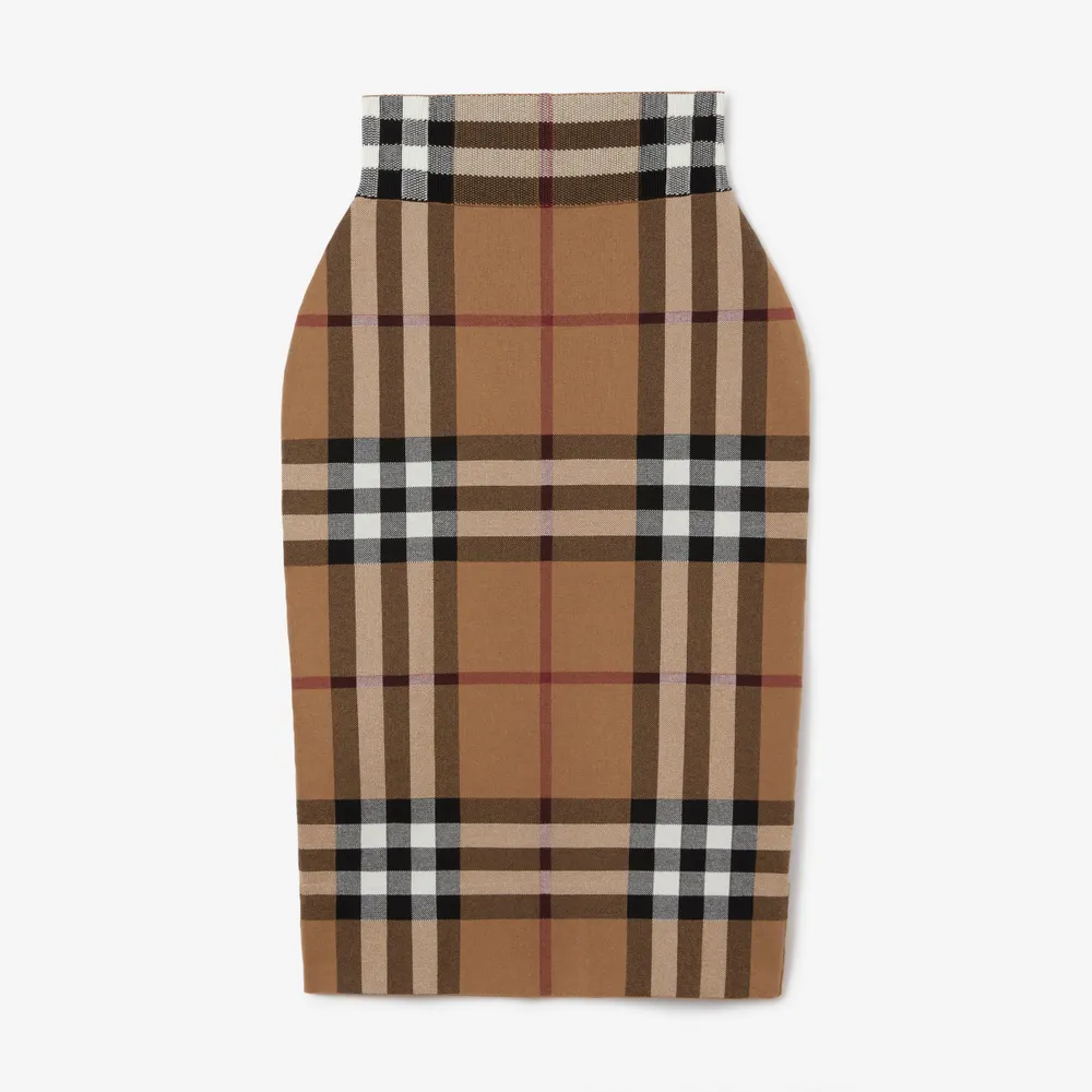 Burberry + Check Cotton Silk Blend Jacquard Skirt Birch Brown | Burberry®  Official | Yorkdale Mall