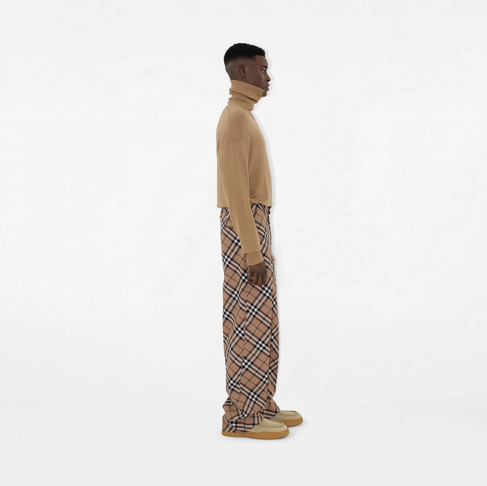 Check Wool Blend Tailored Trousers in Linden - Men | Burberry® Official