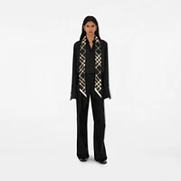 Skinny Check Silk Scarf in Black/calico | Burberry® Official