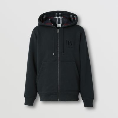 Letter Graphic Cotton Blend Hooded Top Navy - Men | Burberry® Official