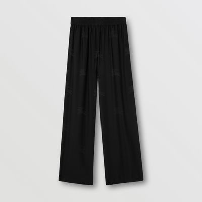 EKD Silk Jacquard Wide-leg Trousers Black - Women | Burberry® Official