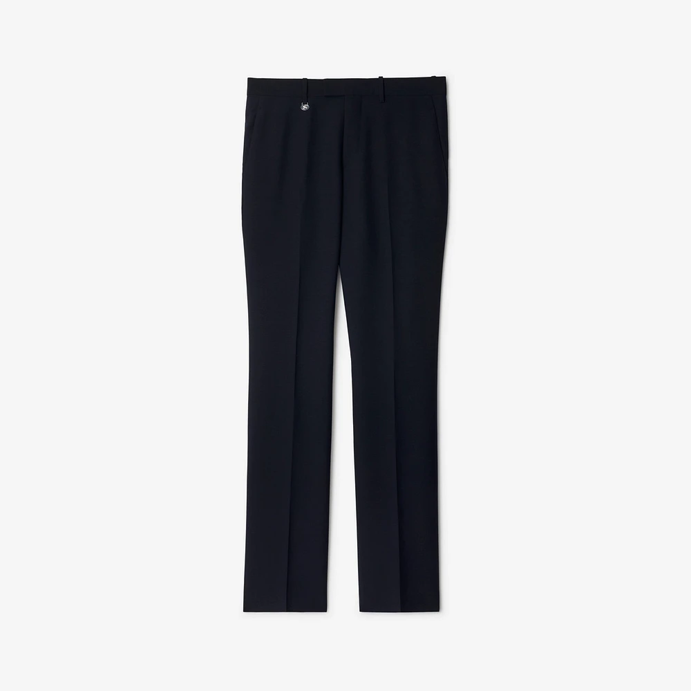 Wool Mohair Tailored Trousers in Navy - Men | Burberry® Official