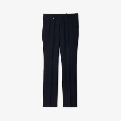 Wool Mohair Tailored Trousers in Navy - Men | Burberry® Official