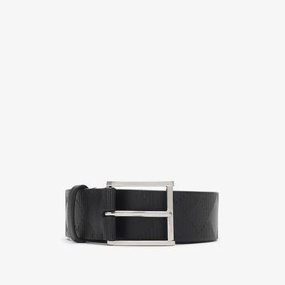 Check Leather Belt in Black - Men | Burberry® Official