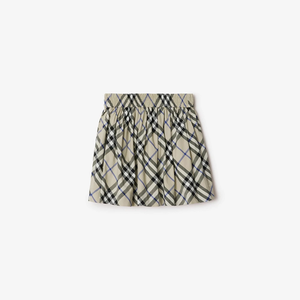 Check Cotton Skirt in Lichen | Burberry® Official