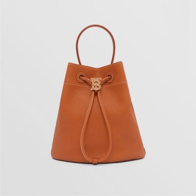 Grainy Leather Small TB Bucket Bag in Warm Russet Brown - Women | Burberry® Official